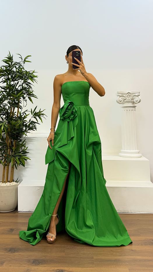 Strapless Taffeta Evening Dress