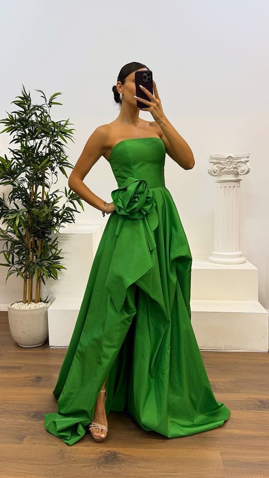 Strapless Taffeta Evening Dress
