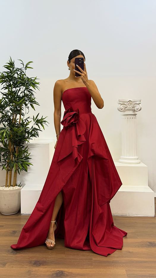 Strapless Taffeta Evening Dress