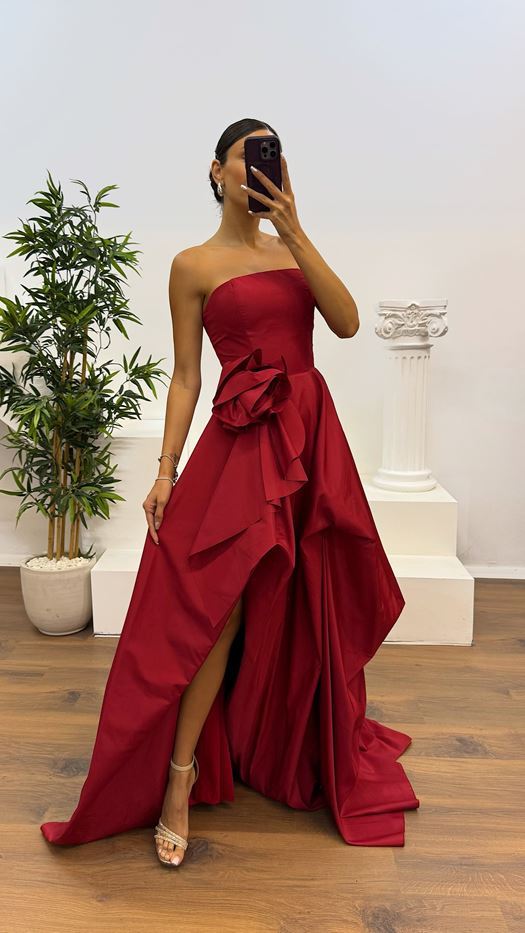 Strapless Taffeta Evening Dress
