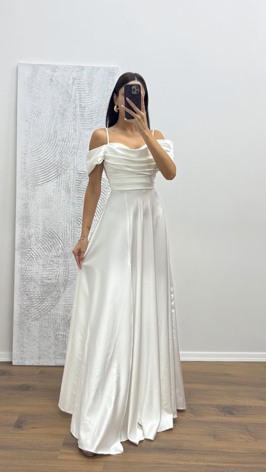 Back Detail Draped Evening Dress