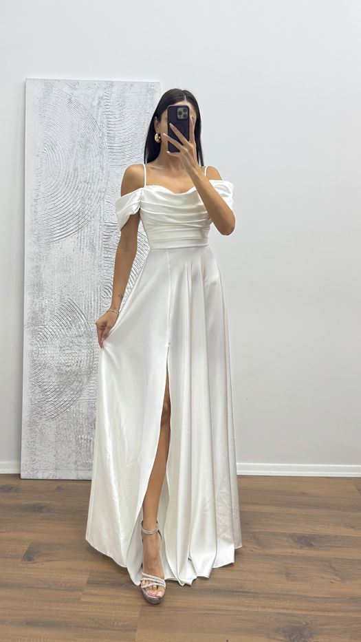 Back Detail Draped Evening Dress