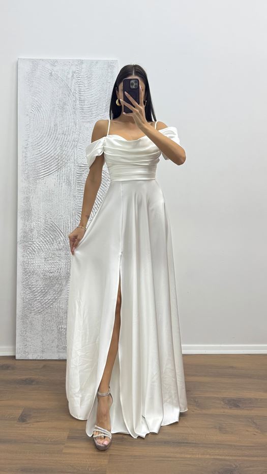 Back Detail Draped Evening Dress
