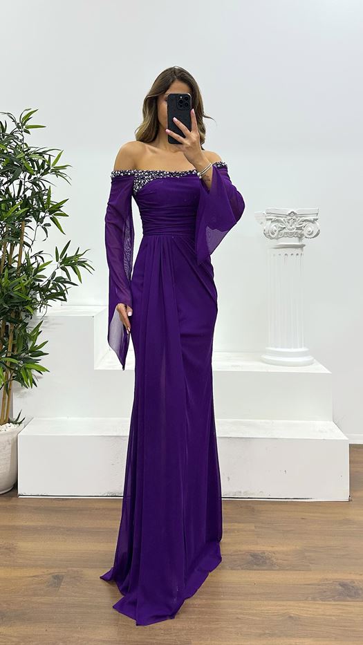 Boat Neck Evening Dress