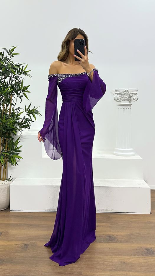 Boat Neck Evening Dress