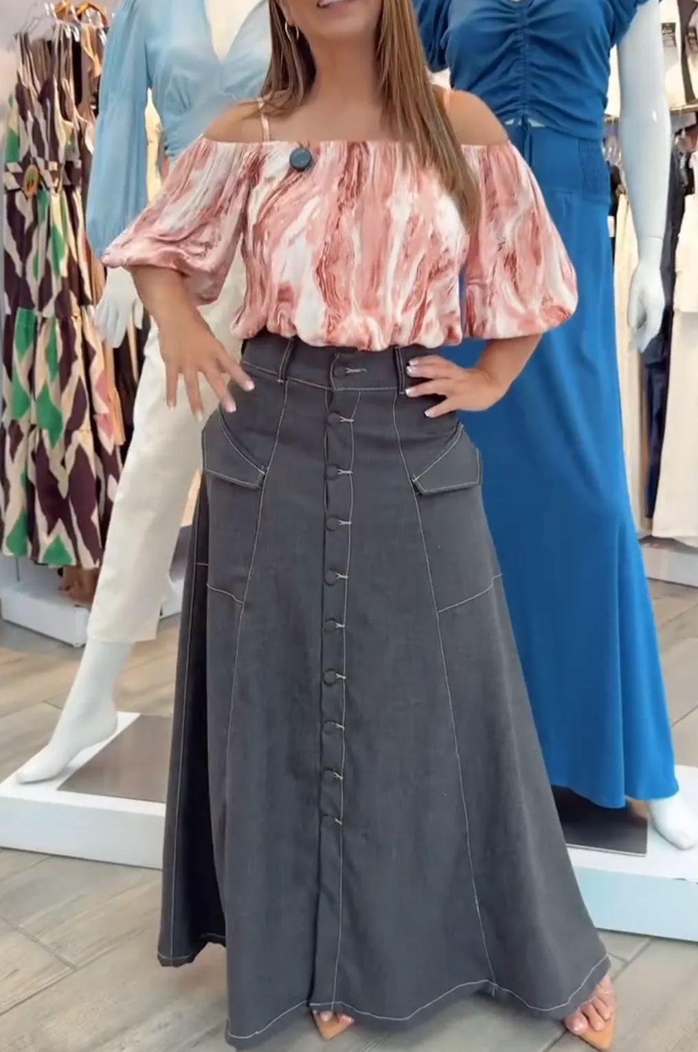 [Copy][Copy][Copy][Copy]Colorblock Sleeveless Floral Maxi Dress