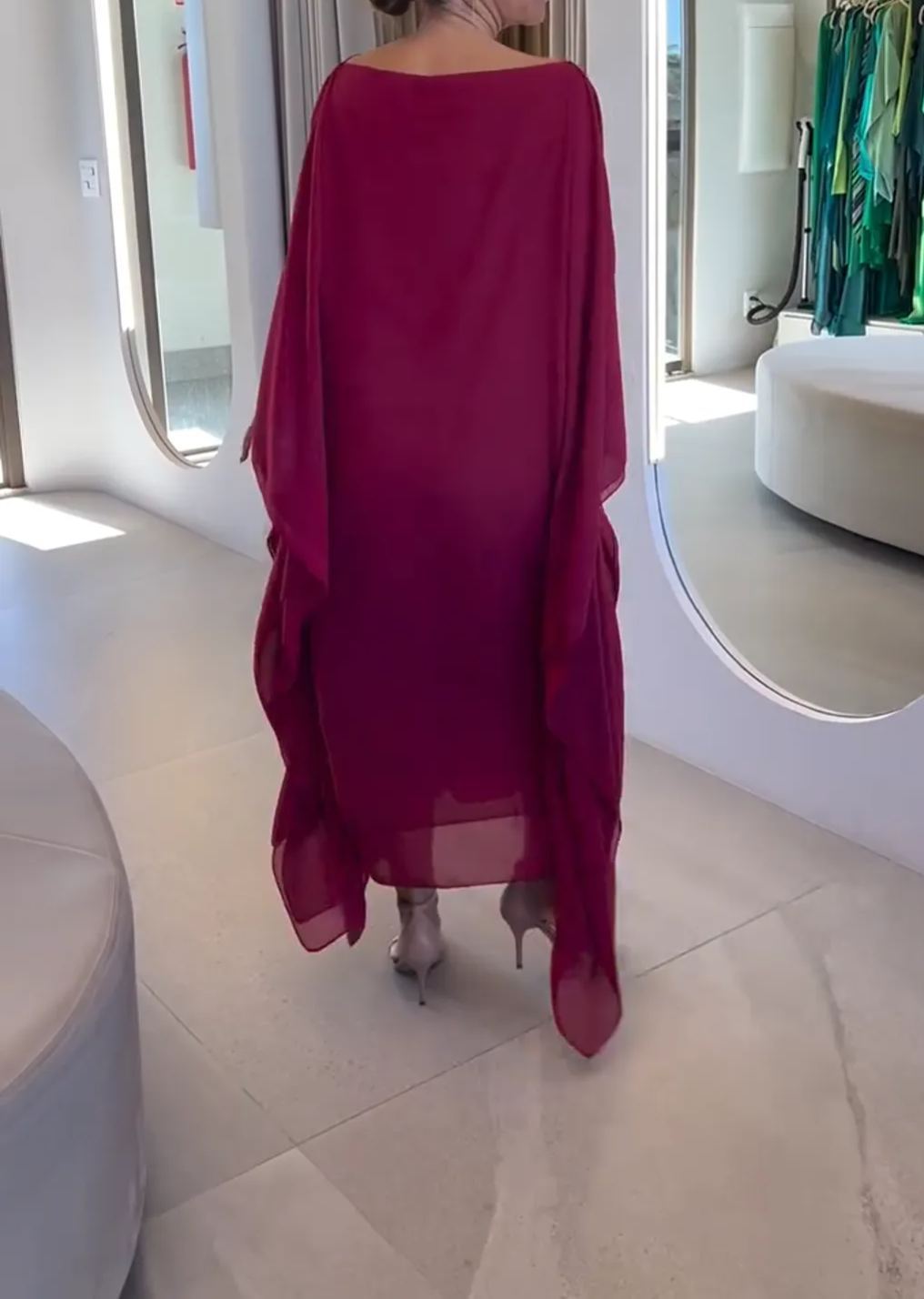 [Copy]Camel Kaftan Gown with Floral Waist Detail