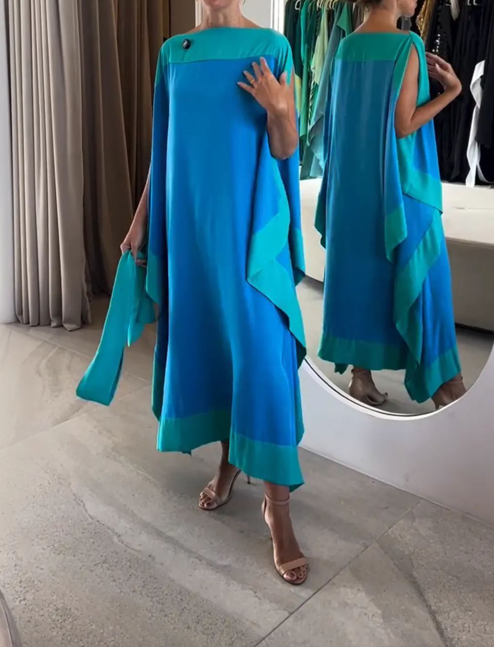 [Copy][Copy][Copy]Camel Kaftan Gown with Floral Waist Detail