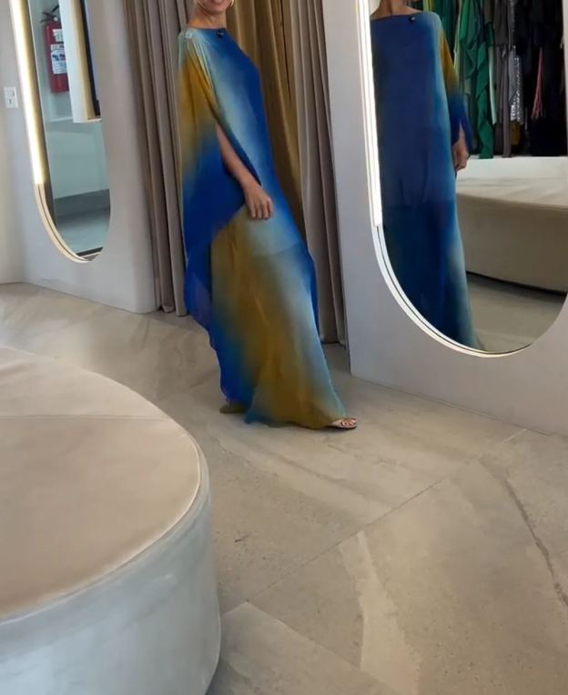 [Copy][Copy][Copy][Copy]Camel Kaftan Gown with Floral Waist Detail
