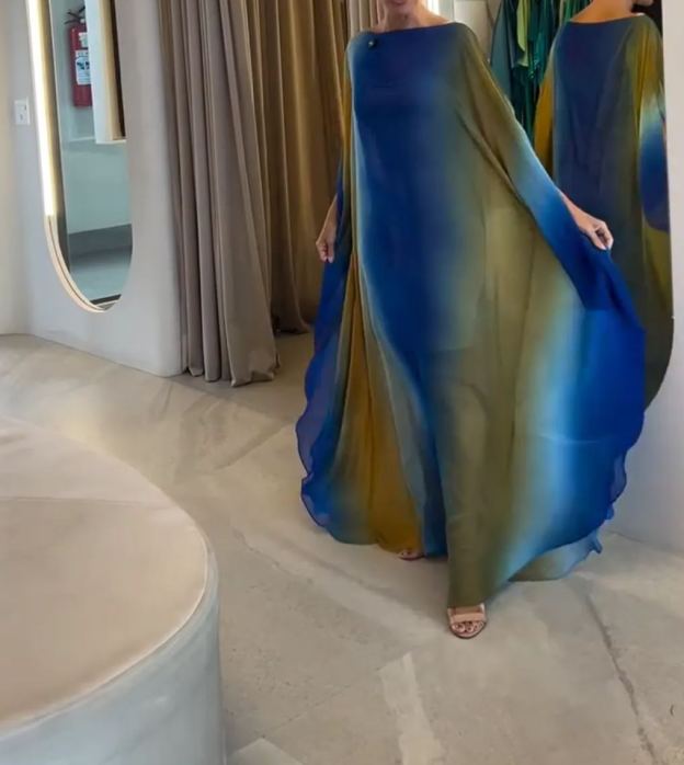 [Copy][Copy][Copy][Copy]Camel Kaftan Gown with Floral Waist Detail