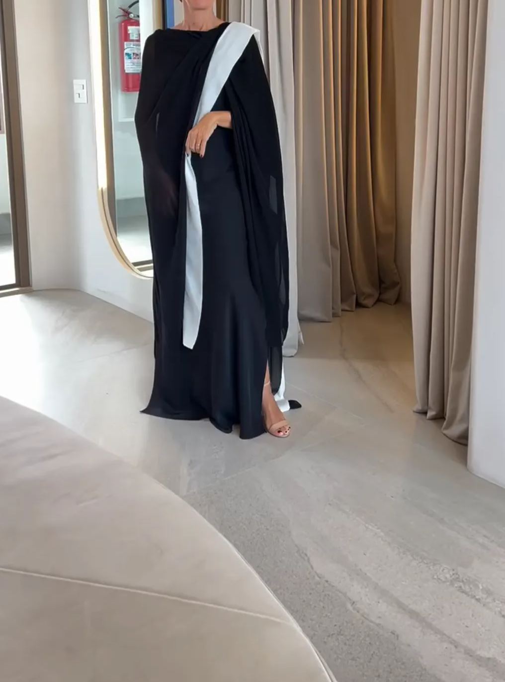 [Copy][Copy][Copy][Copy][Copy]Camel Kaftan Gown with Floral Waist Detail