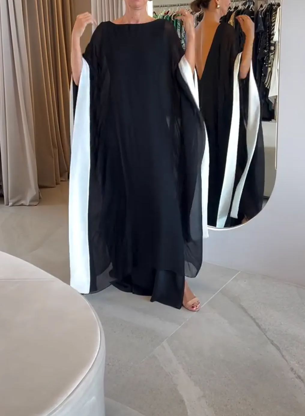 [Copy][Copy][Copy][Copy][Copy]Camel Kaftan Gown with Floral Waist Detail