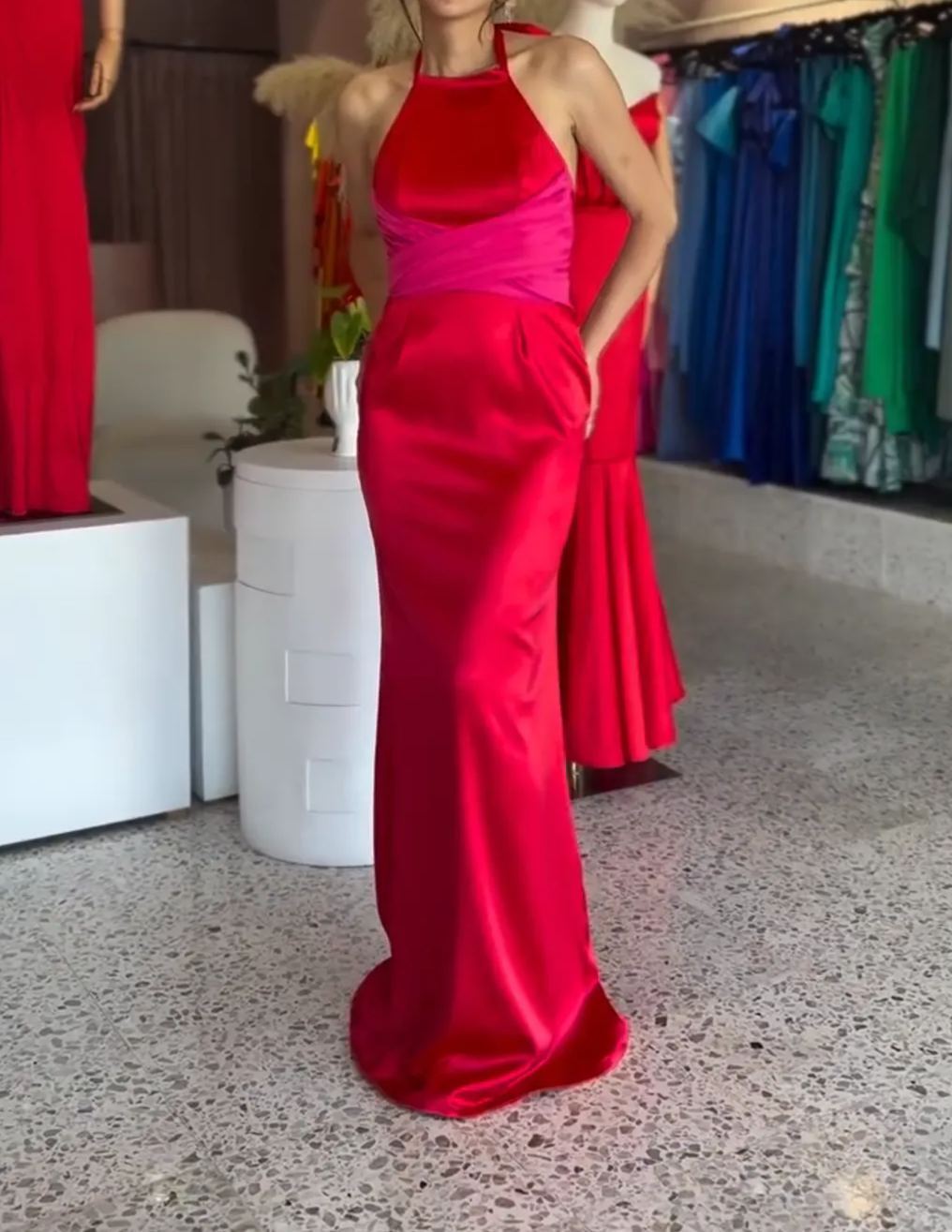 [Copy]One-Shoulder Floral Maxi Dress