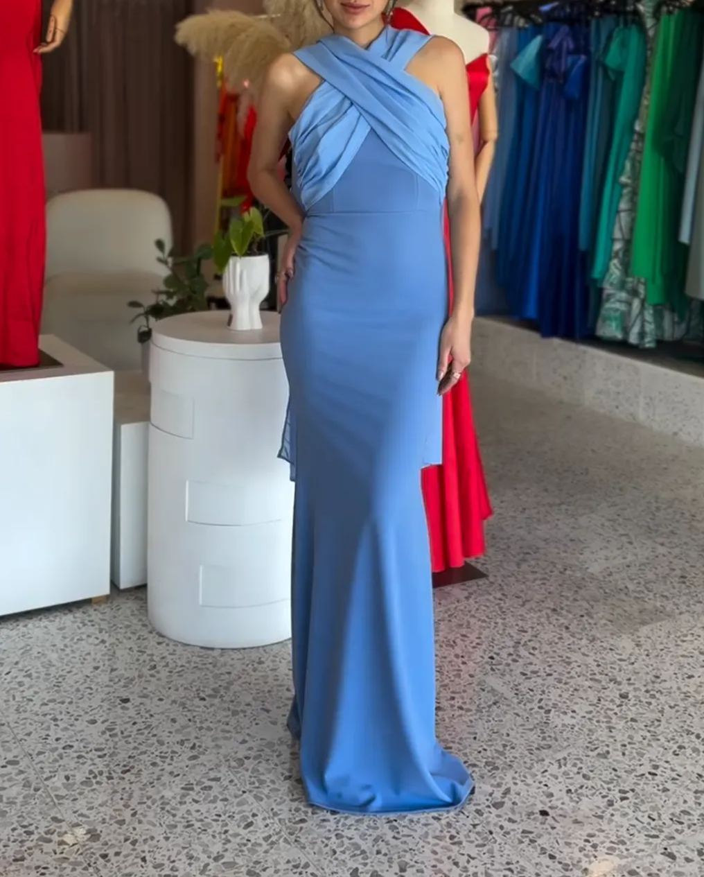 [Copy]One-Shoulder Floral Maxi Dress