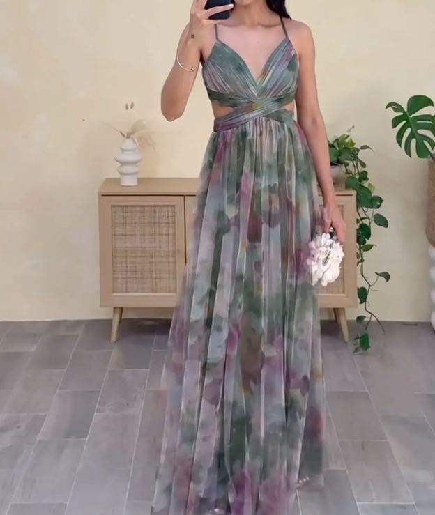 [Copy][Copy][Copy][Copy][Copy]One-Shoulder Floral Maxi Dress