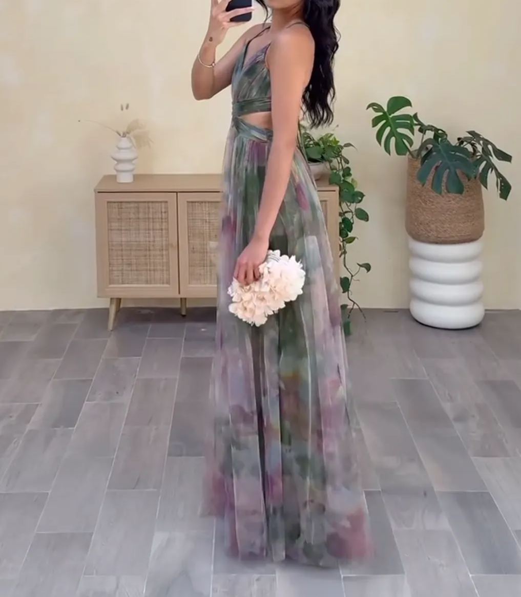 [Copy][Copy][Copy][Copy][Copy]One-Shoulder Floral Maxi Dress