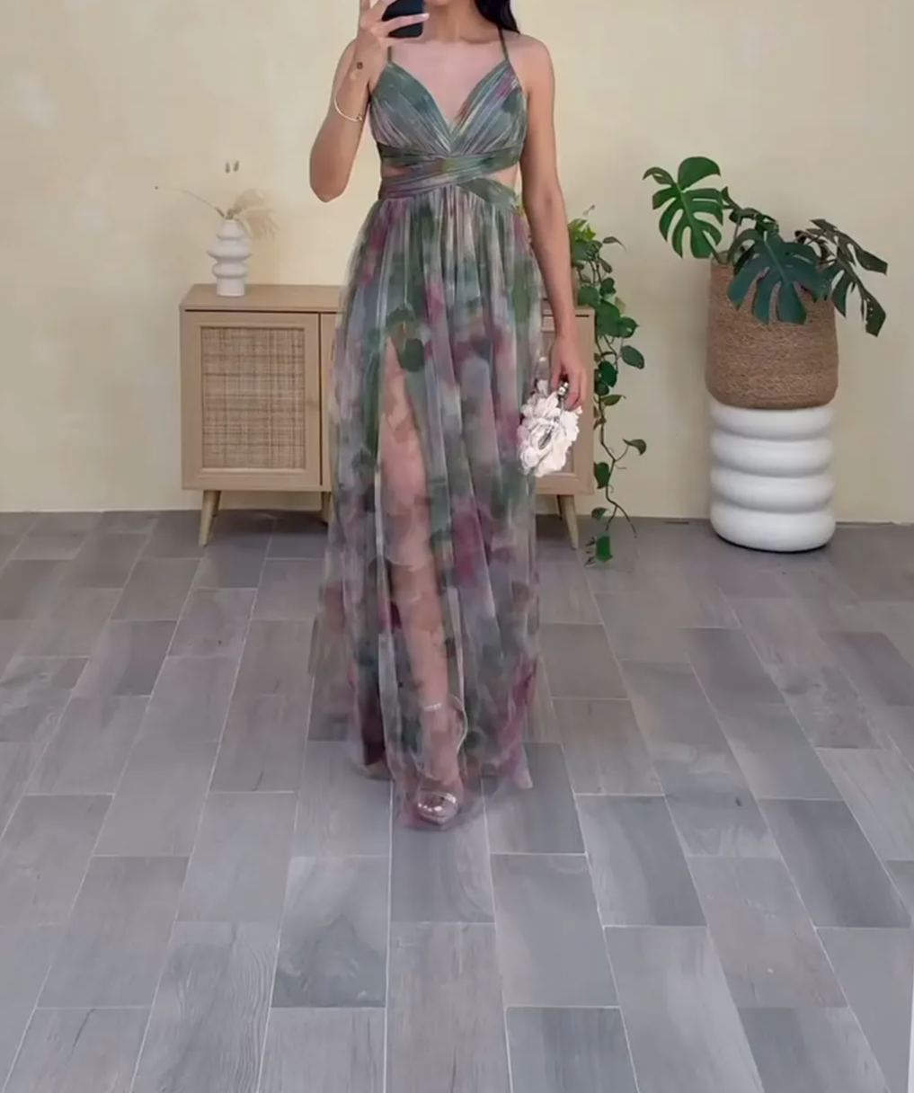 [Copy][Copy][Copy][Copy][Copy]One-Shoulder Floral Maxi Dress