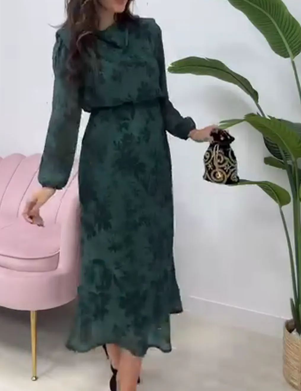 [Copy][Copy][Copy][Copy][Copy][Copy][Copy][Copy][Copy]Gold Embroidered One-Shoulder Midi Dress