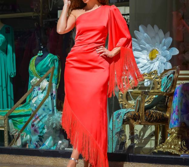 [Copy]Elegant Red Cape Midi Dress