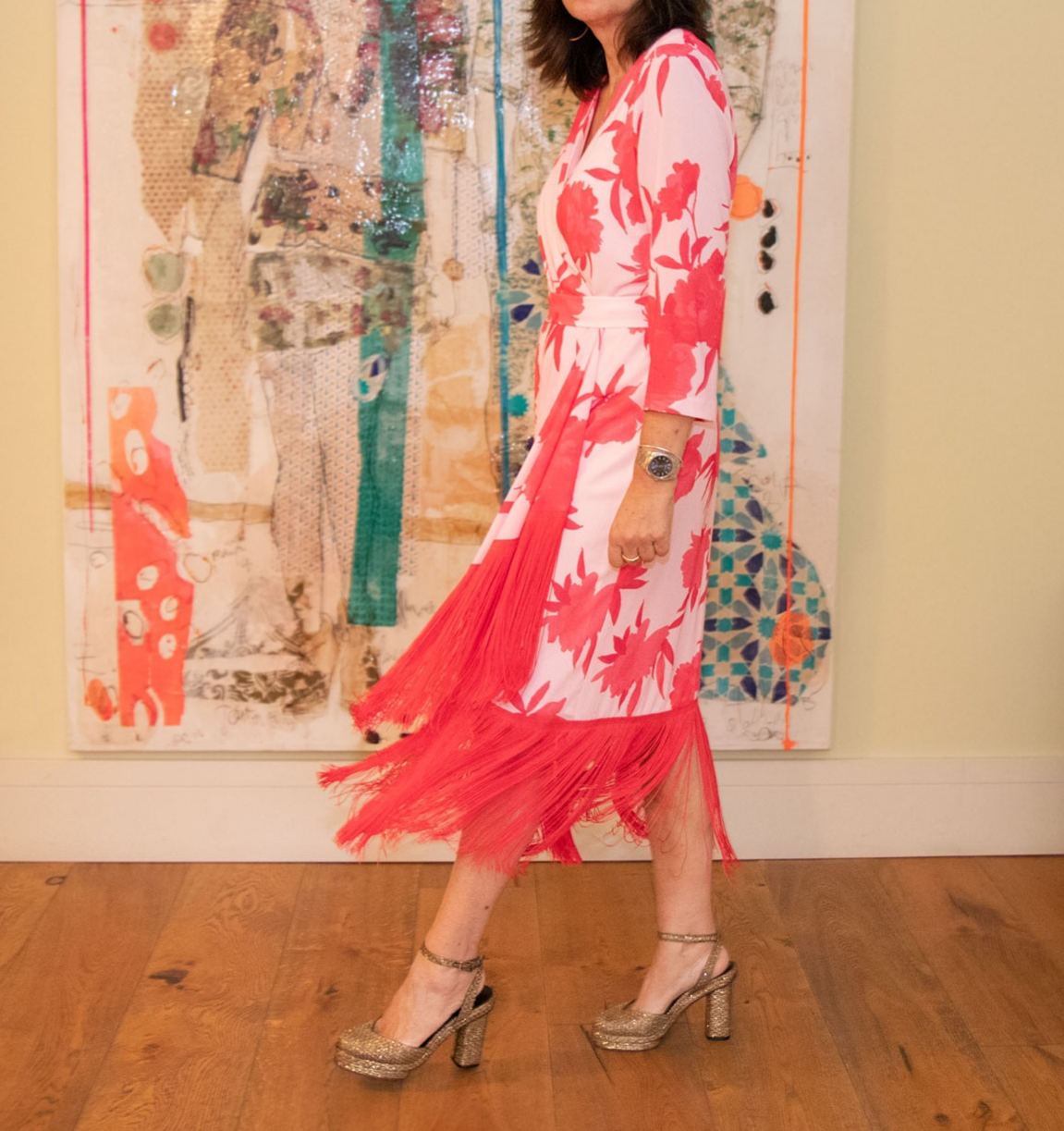 [Copy][Copy][Copy]Elegant Floral Wrap Dress