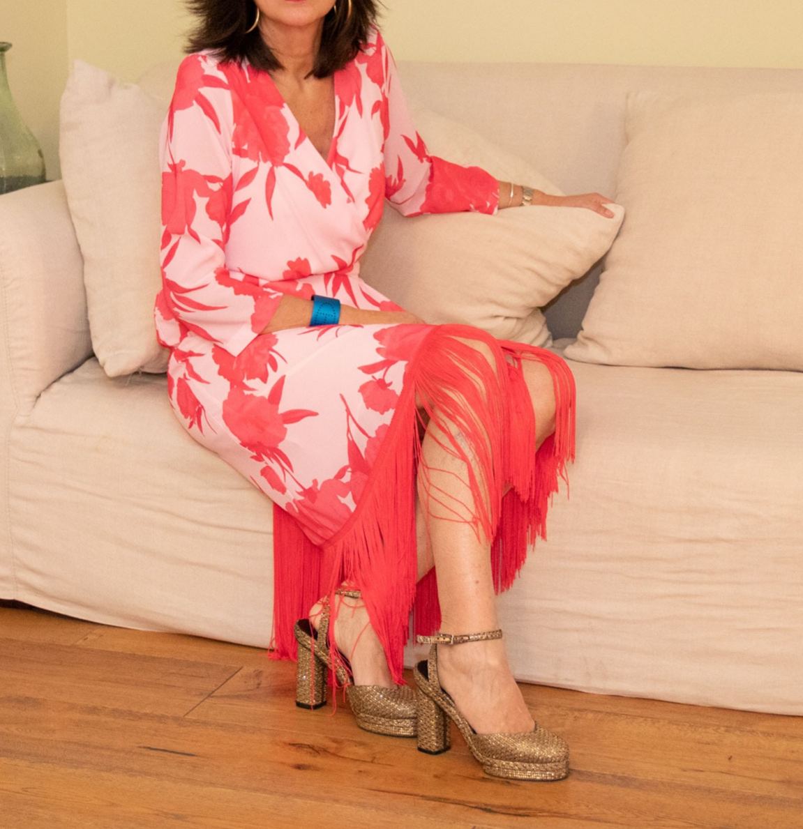 [Copy][Copy][Copy]Elegant Floral Wrap Dress