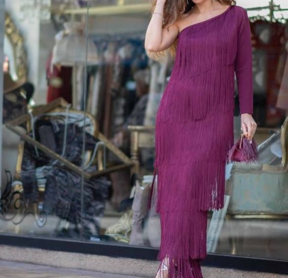 [Copy]Boho Style Rust - Colored Fringe Halter Dress