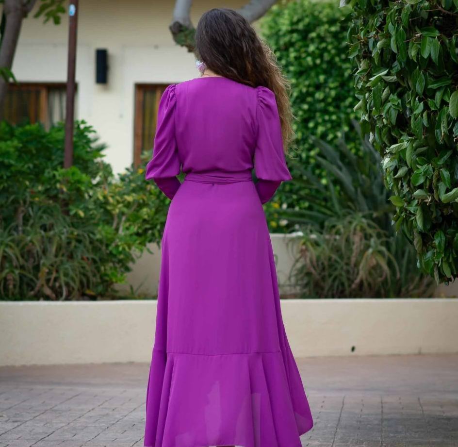 [Copy]Bohemian Burgundy Fringe One - Shoulder Maxi Dress
