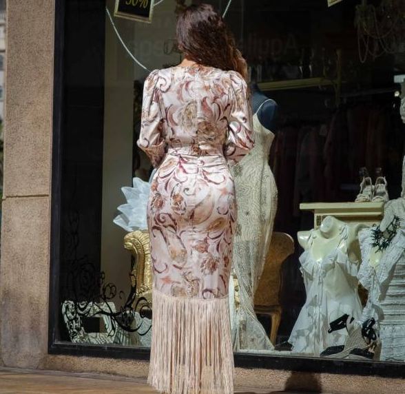 [Copy]Hot Pink Sequin V - Neck Slit Maxi Dress