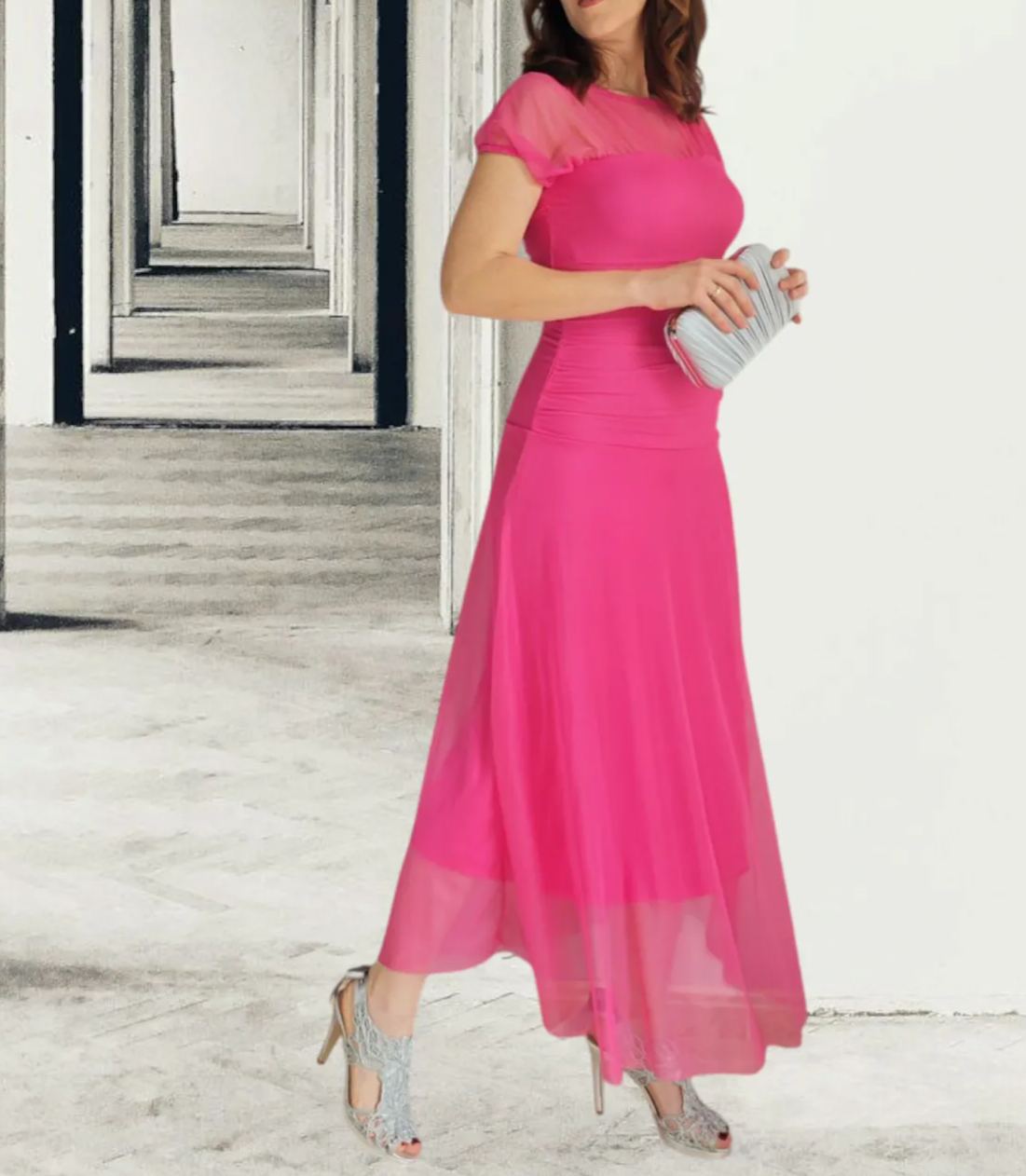 [Copy]Chic Rust Red Satin Ruched Midi Dress