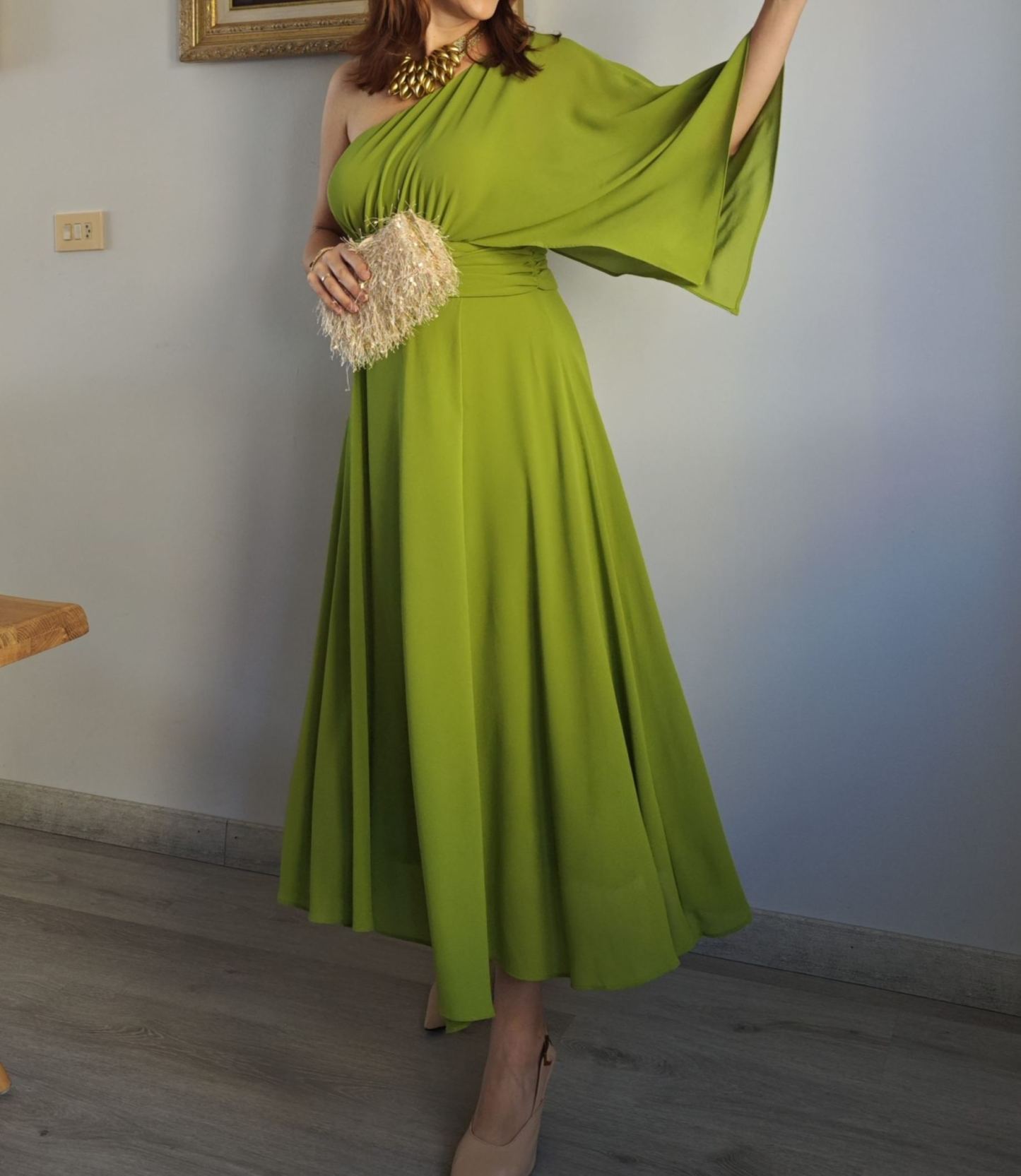 [Copy]Champagne - Hued Fringe and Feather Embellished Mini Dress