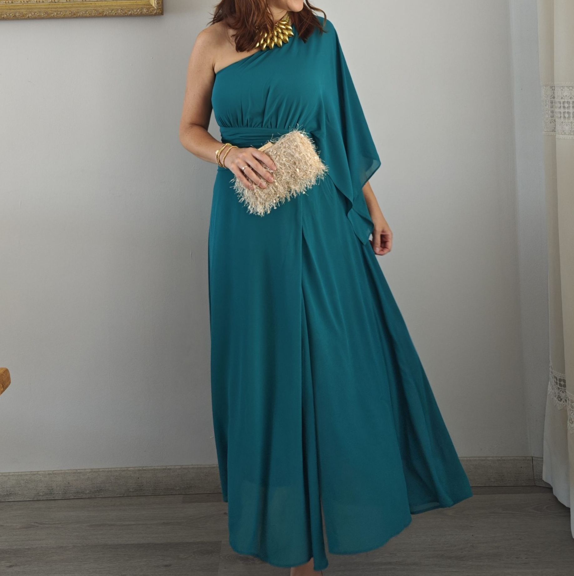 [Copy]Champagne - Hued Fringe and Feather Embellished Mini Dress