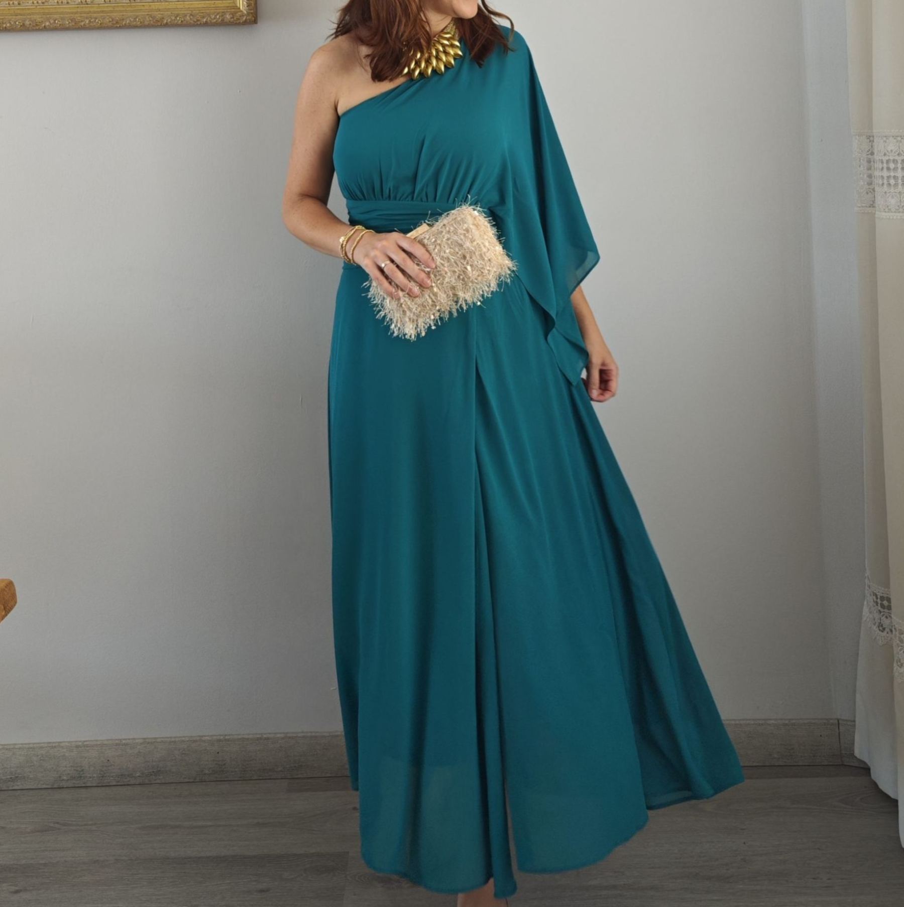 [Copy]Champagne - Hued Fringe and Feather Embellished Mini Dress