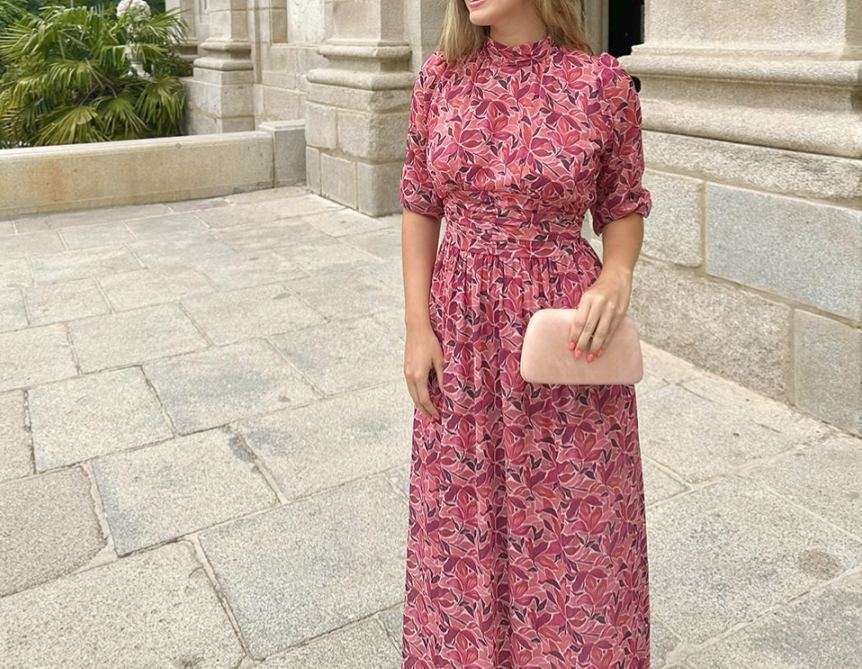 [Copy]Elegant Navy Blue Cap - Sleeve Maxi Dress