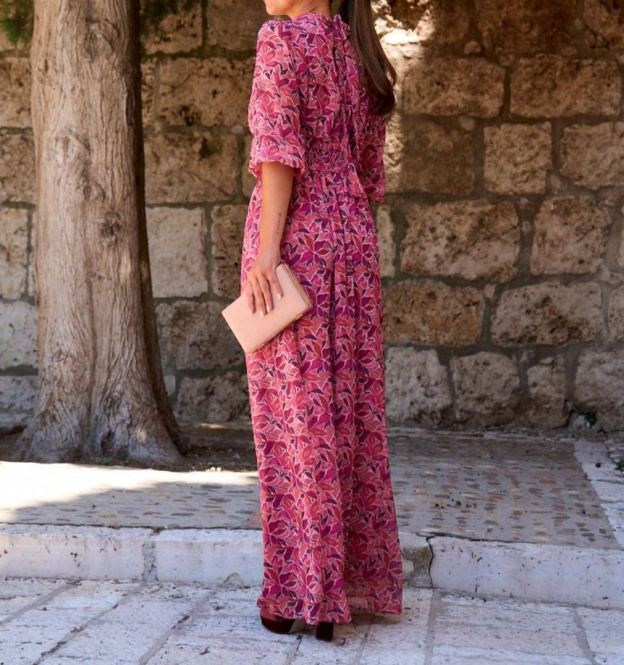 [Copy]Elegant Navy Blue Cap - Sleeve Maxi Dress