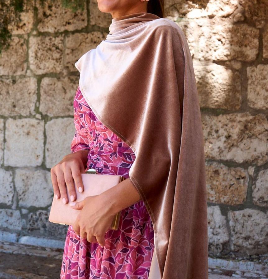 [Copy]Elegant Navy Blue Cap - Sleeve Maxi Dress