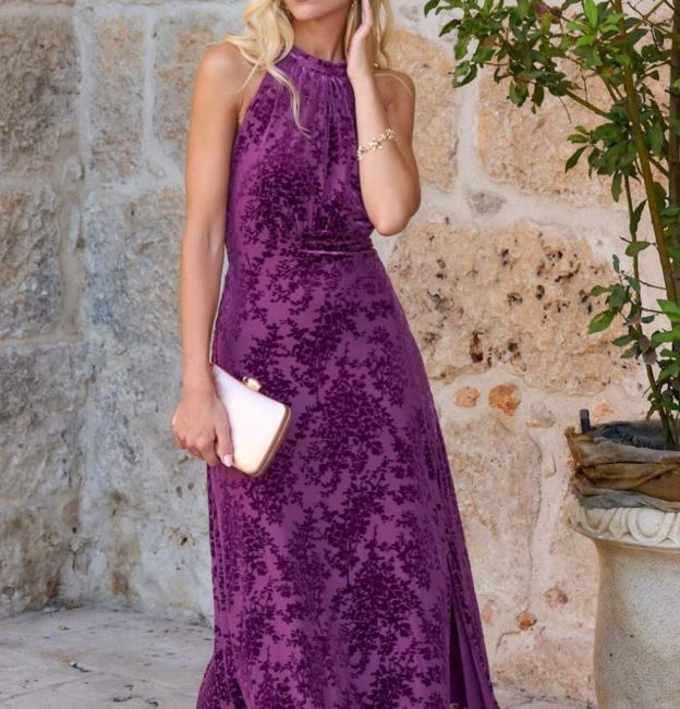 [Copy]Geometric Print Puff - Sleeve Maxi Dress