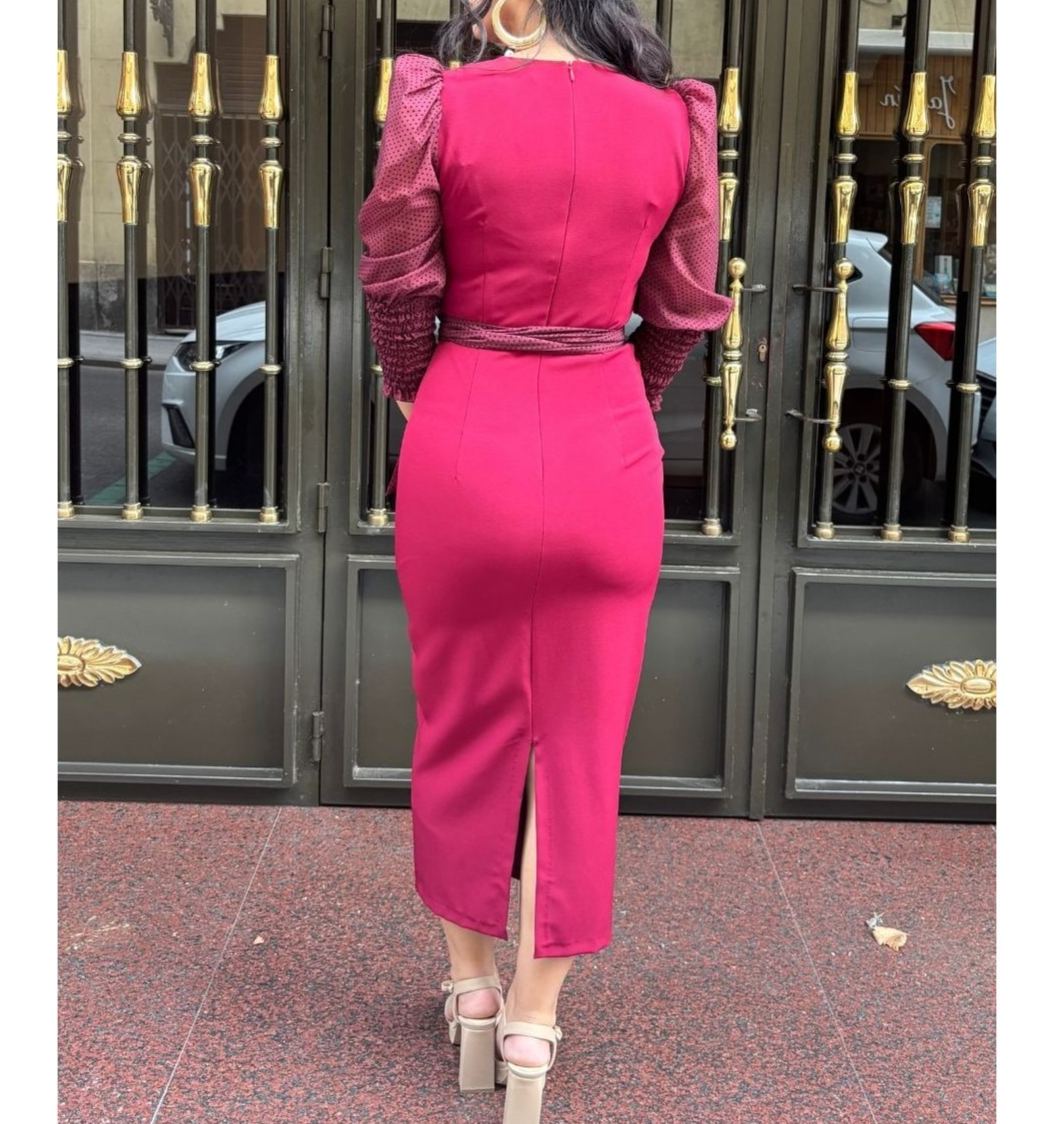 [Copy]Elegant Two - Tone Geometric Print Long Dress