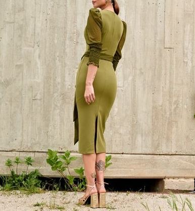 [Copy]Elegant Two - Tone Geometric Print Long Dress