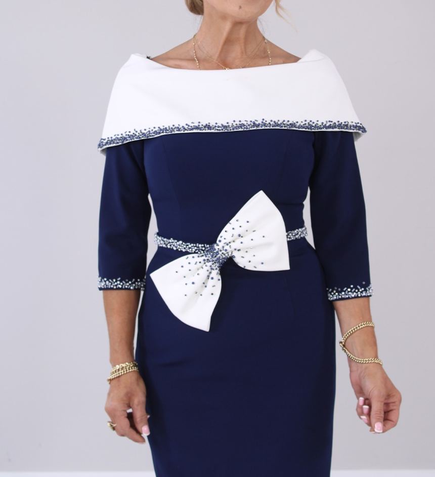 [Copy]Royal Blue Off - Shoulder Maxi Dress with Giant Bow