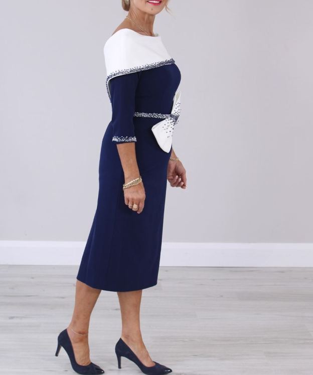 [Copy]Royal Blue Off - Shoulder Maxi Dress with Giant Bow