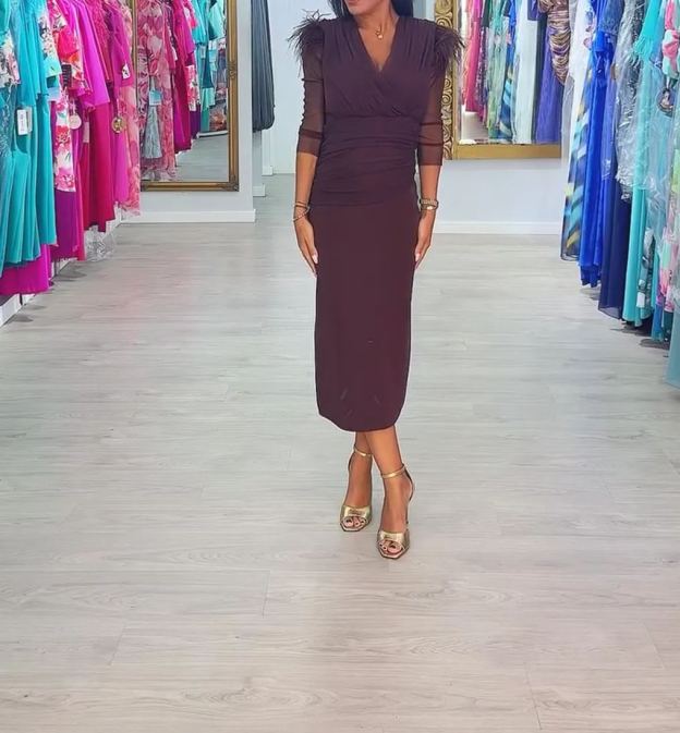 [Copy]Abstract Print Ruched Maxi Dress with Draped Sleeves