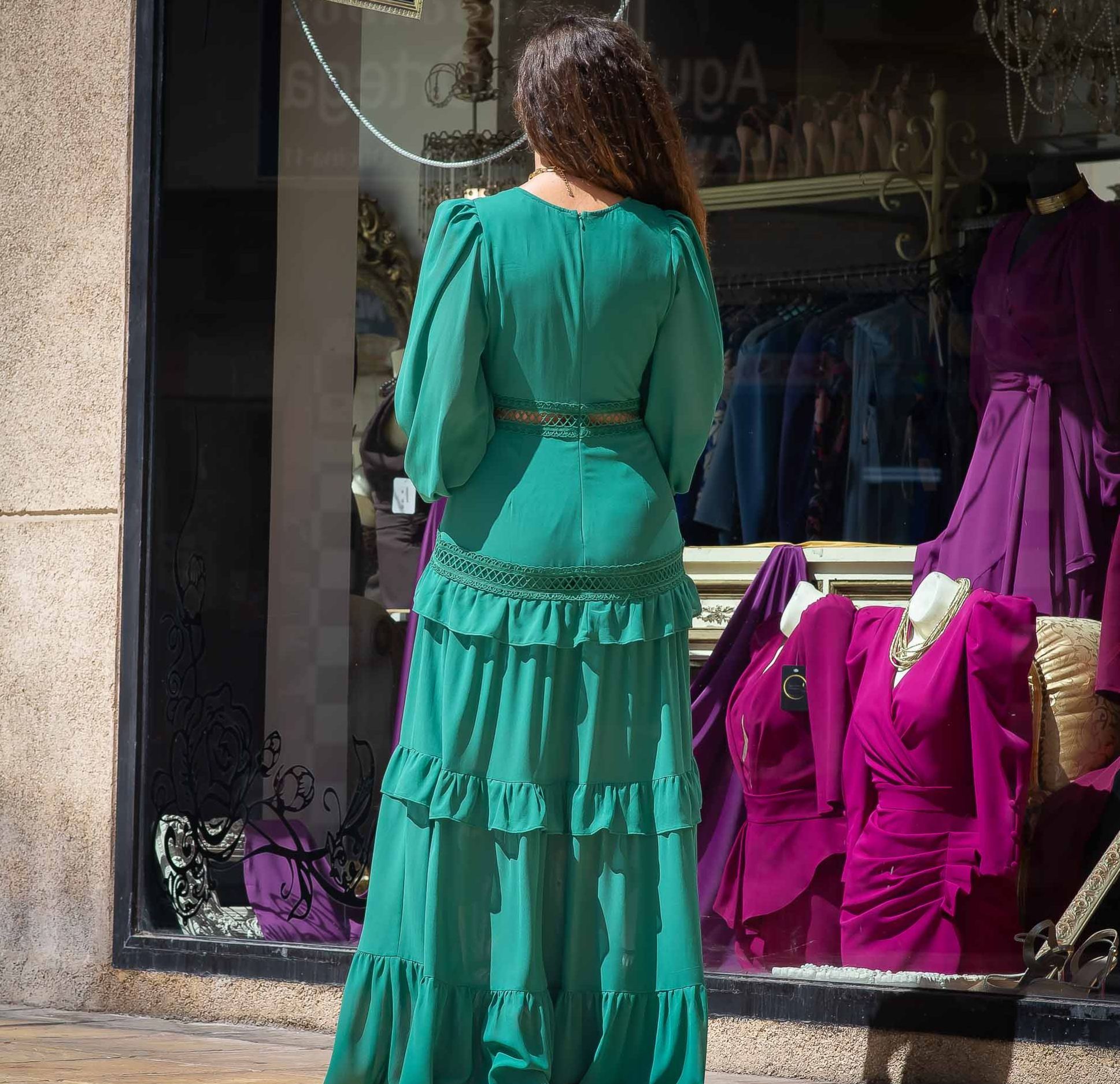 [Copy]Elegant Olive Green Long - Sleeve Dress with Draped Waist Accent