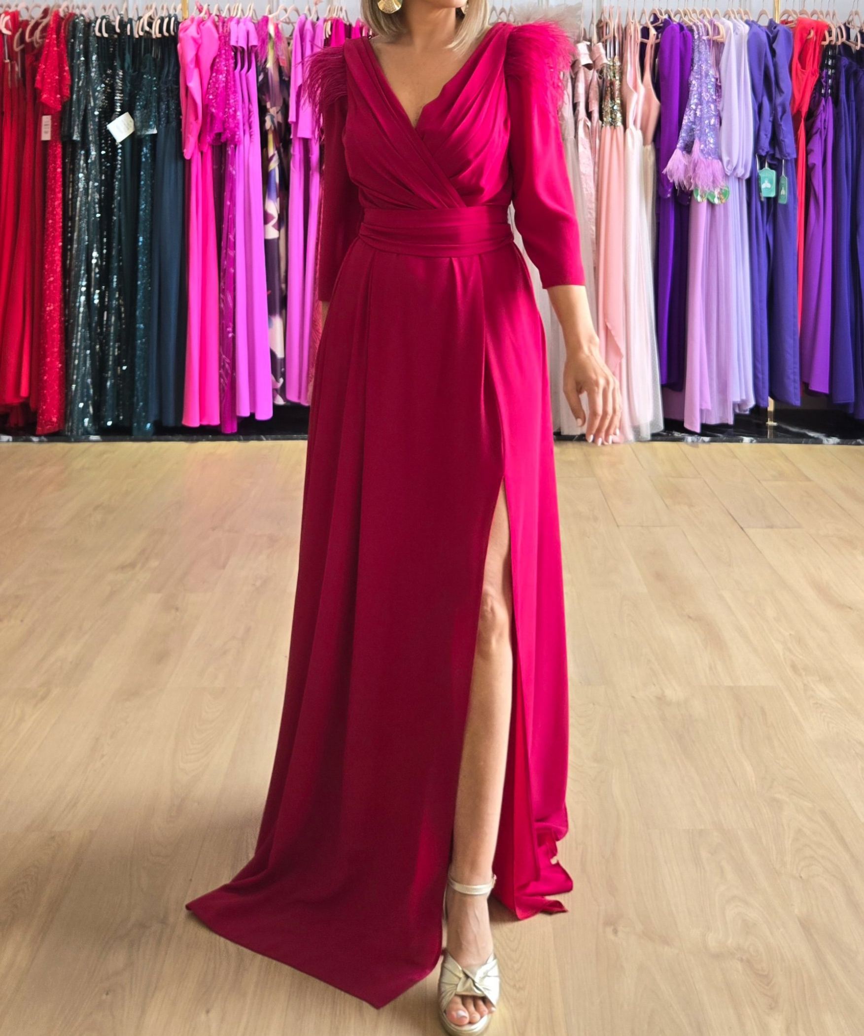 [Copy]Elegant Teal Long - Sleeve Maxi Dress with Lace Trim and Tiered Ruffles
