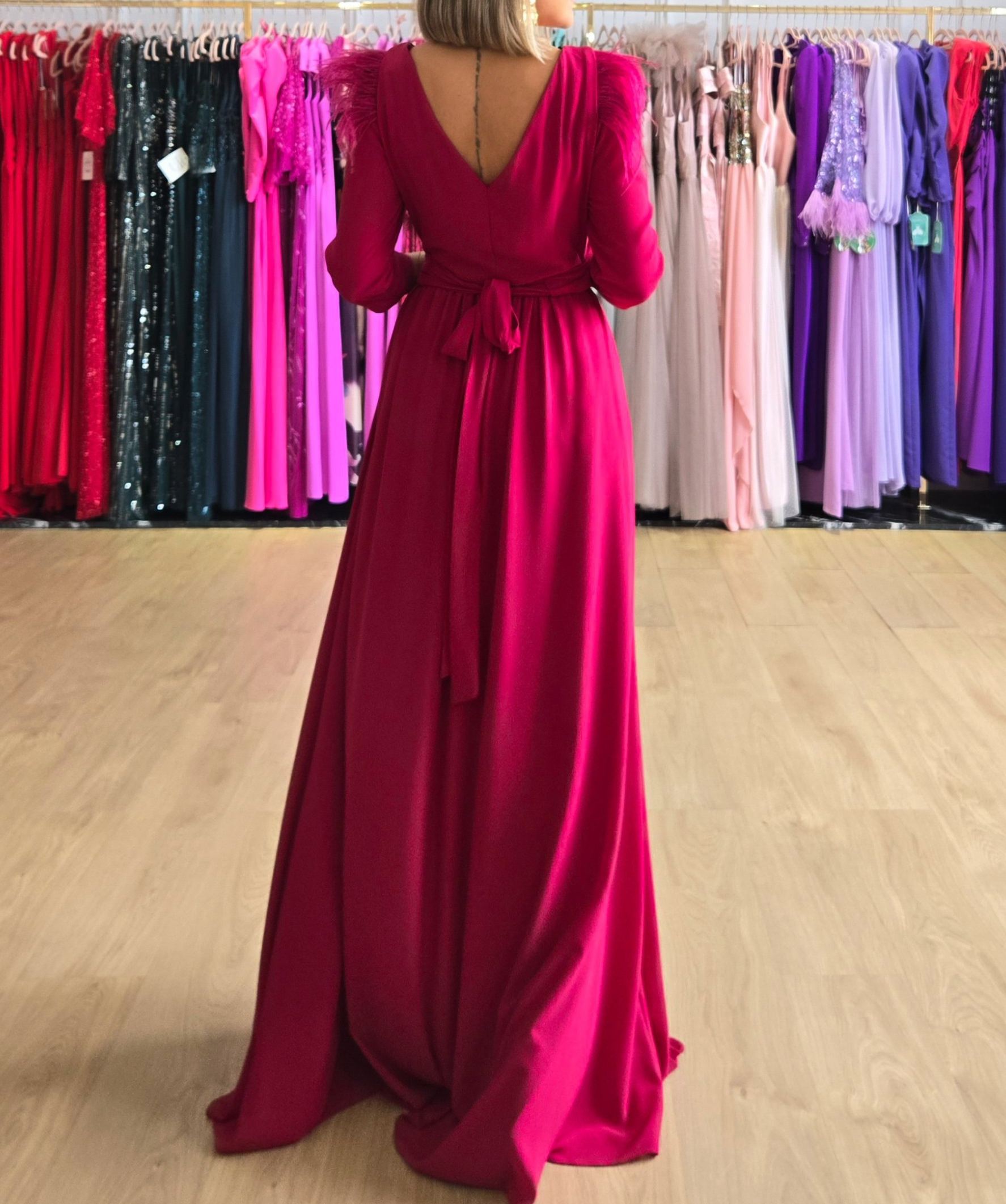 [Copy]Elegant Teal Long - Sleeve Maxi Dress with Lace Trim and Tiered Ruffles