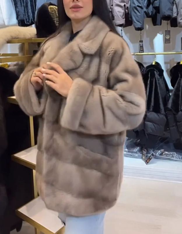 Light Brown Faux Fur Long Coat