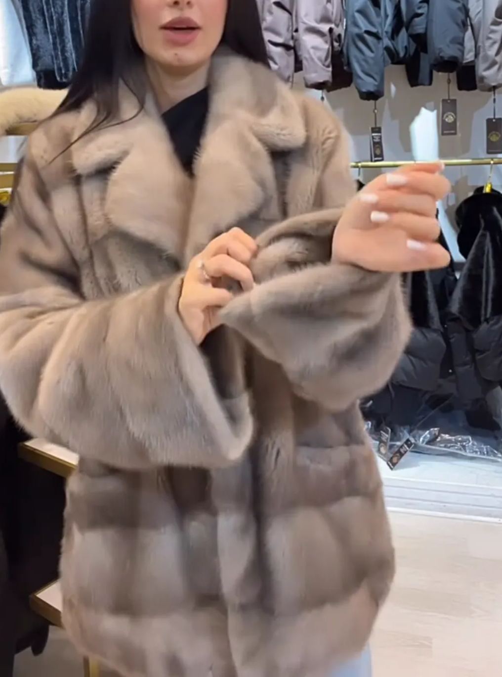 Light Brown Faux Fur Long Coat