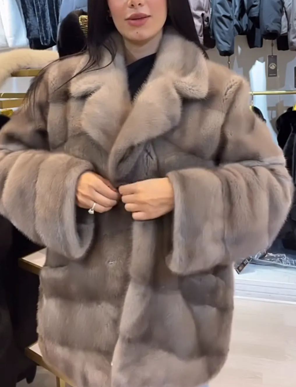 Light Brown Faux Fur Long Coat