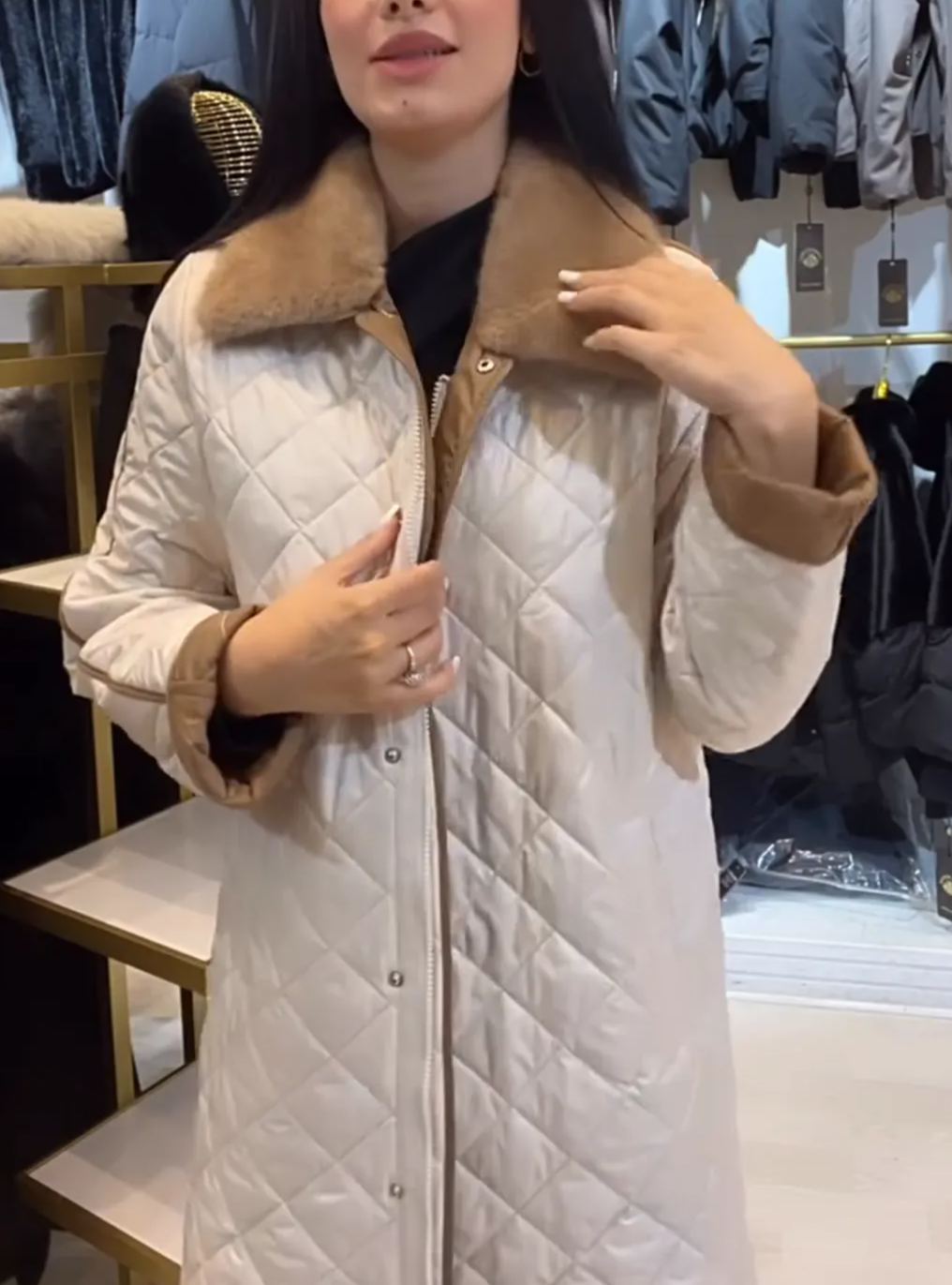 [Copy]Light Brown Faux Fur Long Coat