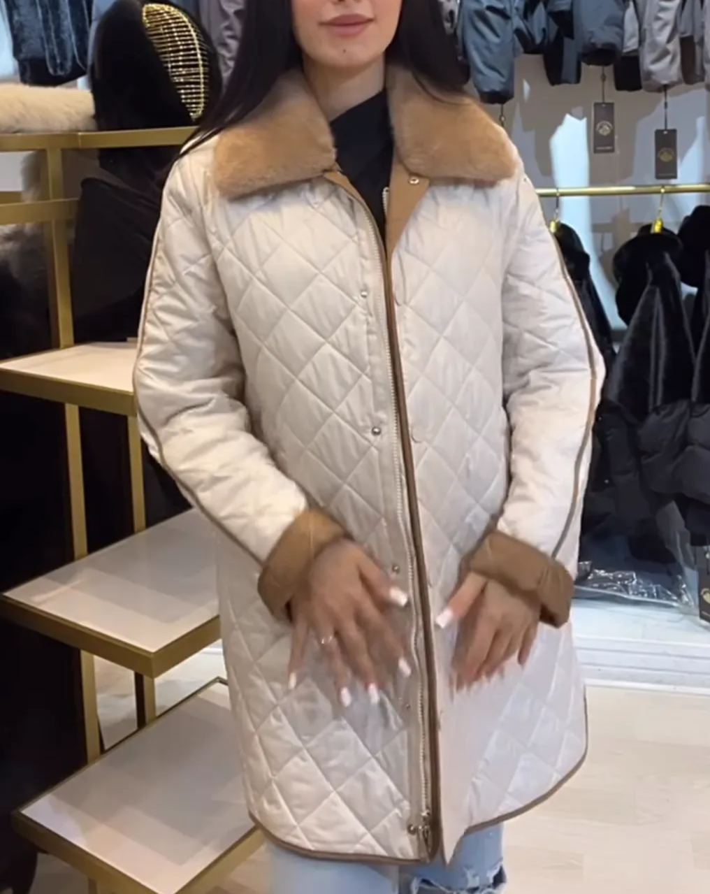 [Copy]Light Brown Faux Fur Long Coat