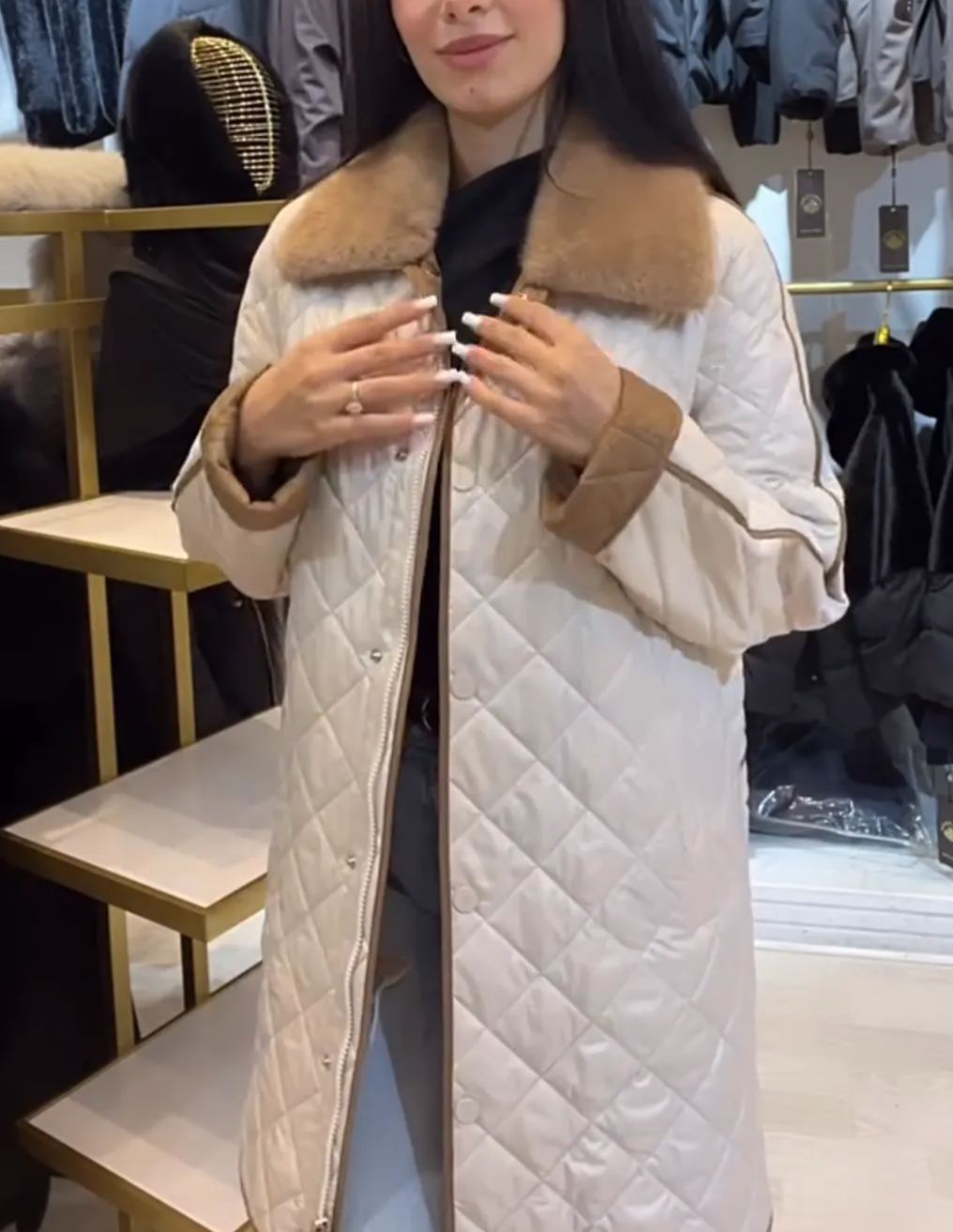 [Copy]Light Brown Faux Fur Long Coat